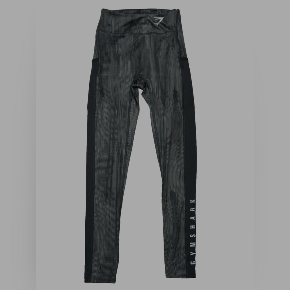 Gymshark Black Patterned Activeware Leggings Size… - image 3